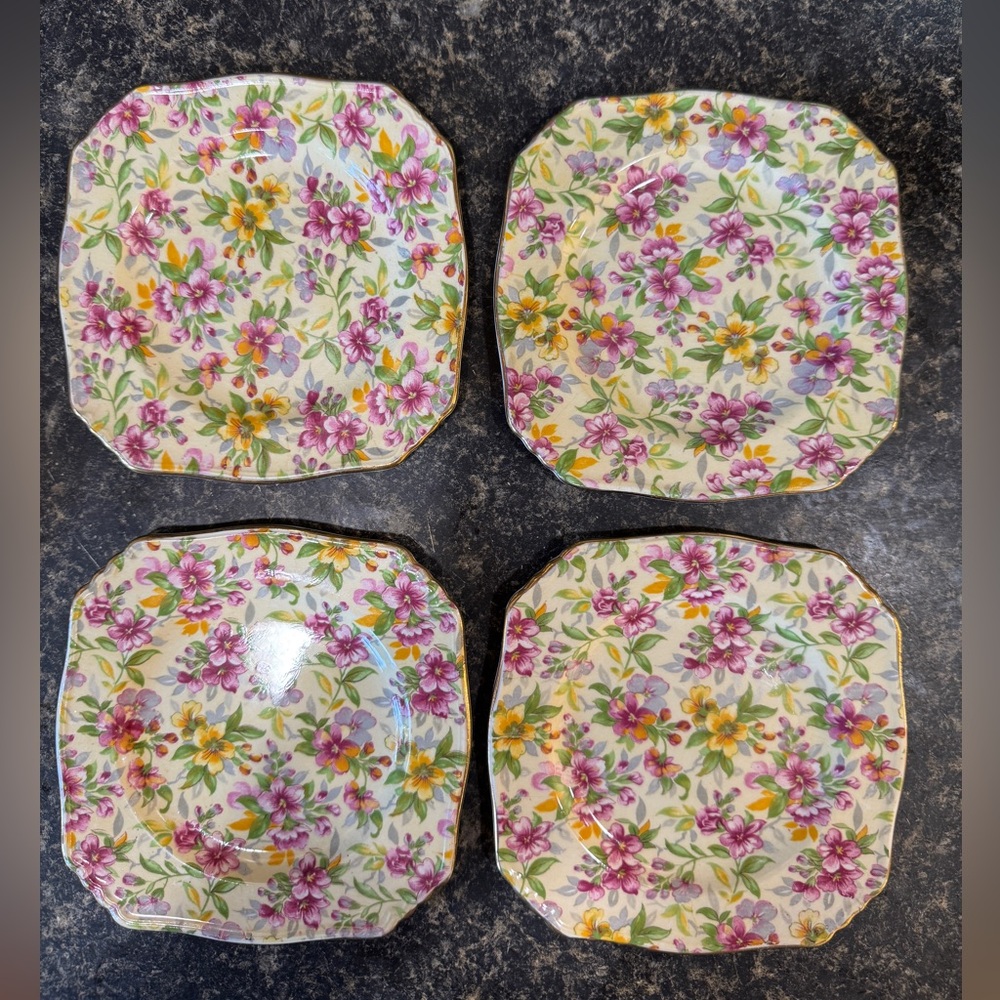 Royal Winton “Estelle” Floral Square Plates - Set of 4